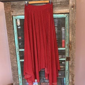 Free People Red Polka Dot Maxi Skirt